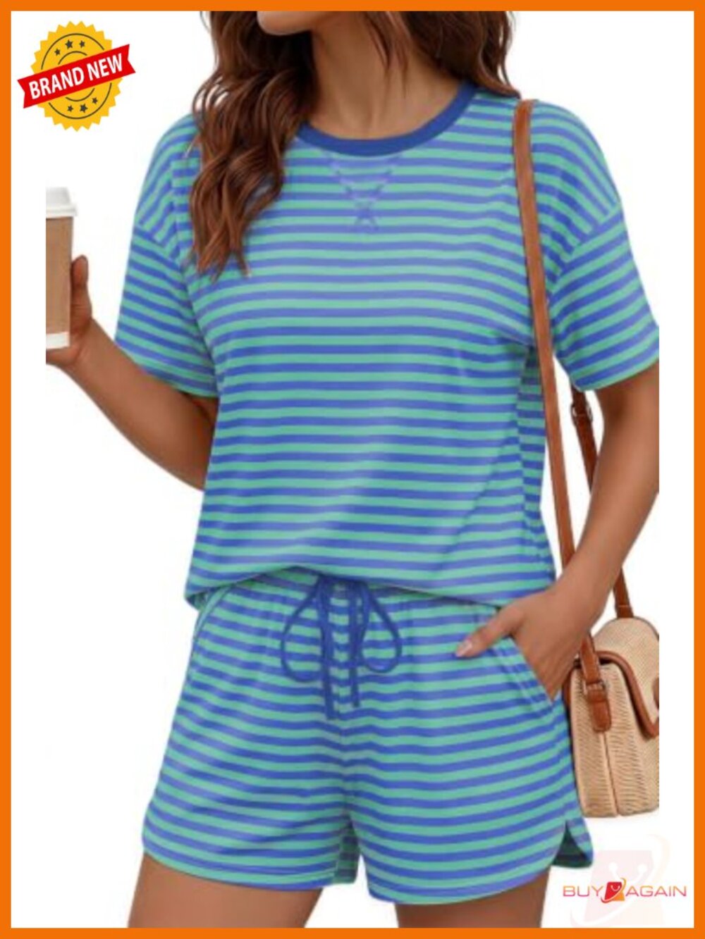 Women 2 Piece Short Set Lounge Outfit Cotton Elastane Casual